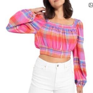 Sanctuary Plaid Pink Women's Crop Top
